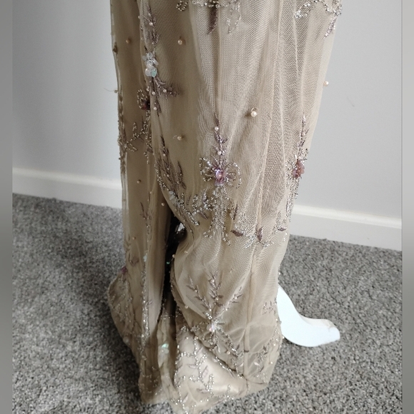 Vie By Victoria Royal By Mary Bay Silk Beaded Tulle Pants Gold Beaded Size 4 - Picture 8 of 15
